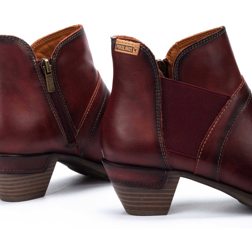 Women's Pikolinos ROTTERDAM Ankle Boots Burgundy | NZ A97A285